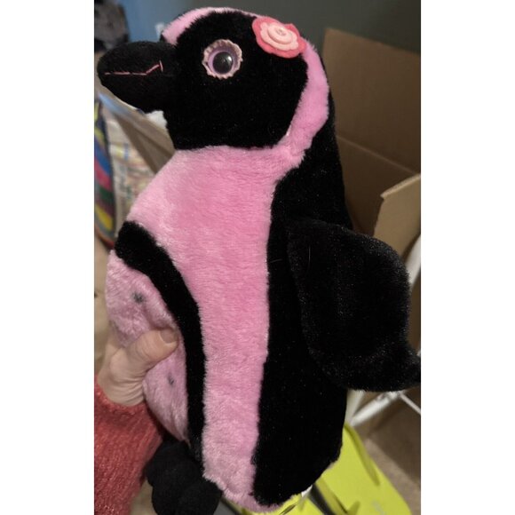 The Petting Zoo 13” Pink Black Penguin Plush Walking Vintage Soft Beanie Tail - Picture 1 of 1